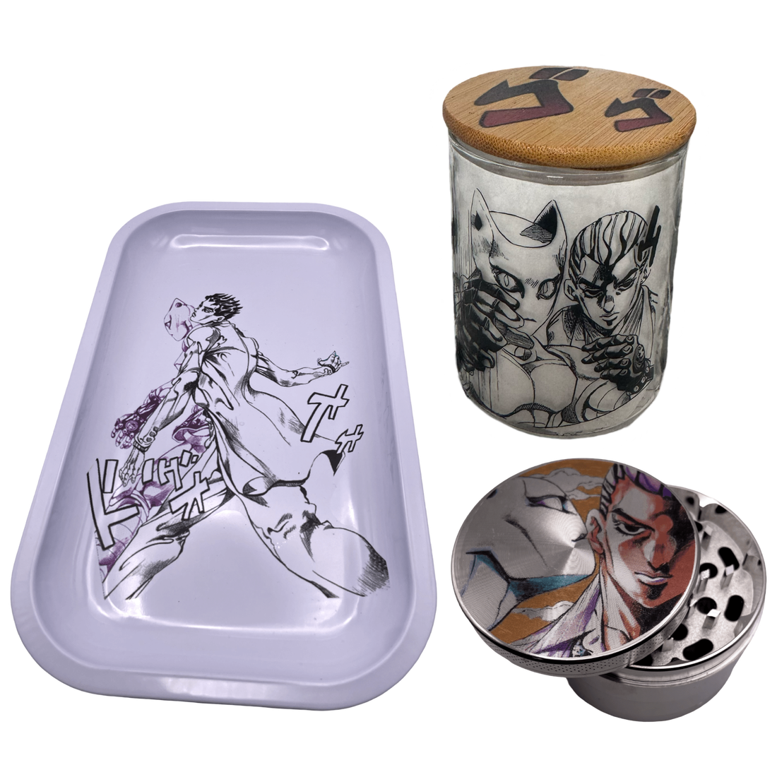 Kira Killer Queen Grinder, Jar, Rolling Tray Set