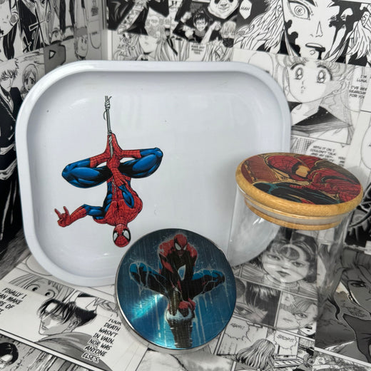 Spiderman Rain Grinder, Jar, Rolling Tray Set