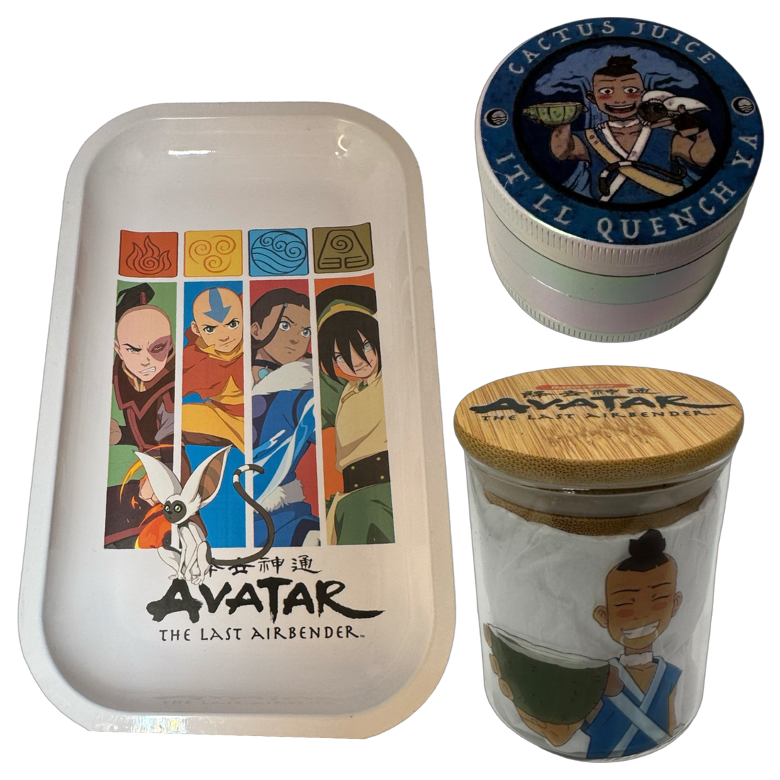 Sokka Cactus Juice Grinder, Jar, Rolling Tray Set