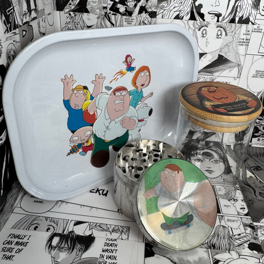 Peter Griffin Grinder, Jar, Rolling Tray Set