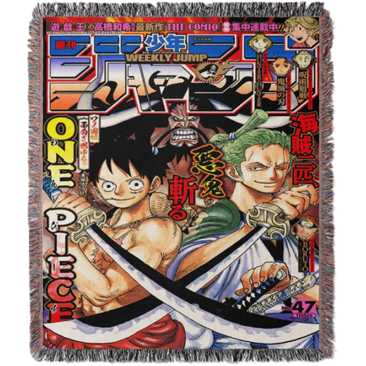 Luffy and Zoro Hand Woven Cozy Rug | Manga Tapestry Throw | Suitable As Blanket