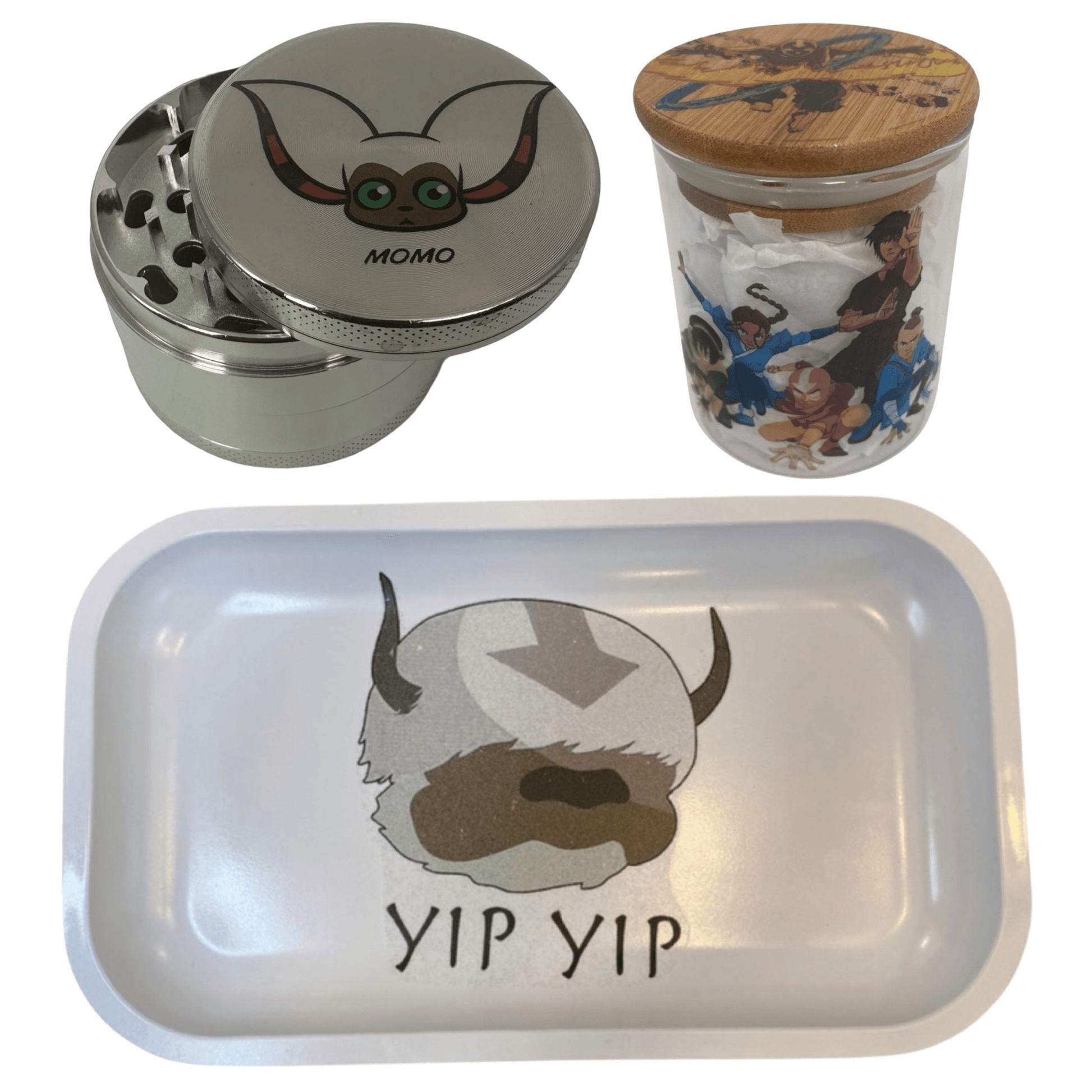 Avatar the Last Airbender Cartoon Spice Grinder, Stash Jar, Rolling Tray Set - spicedanime