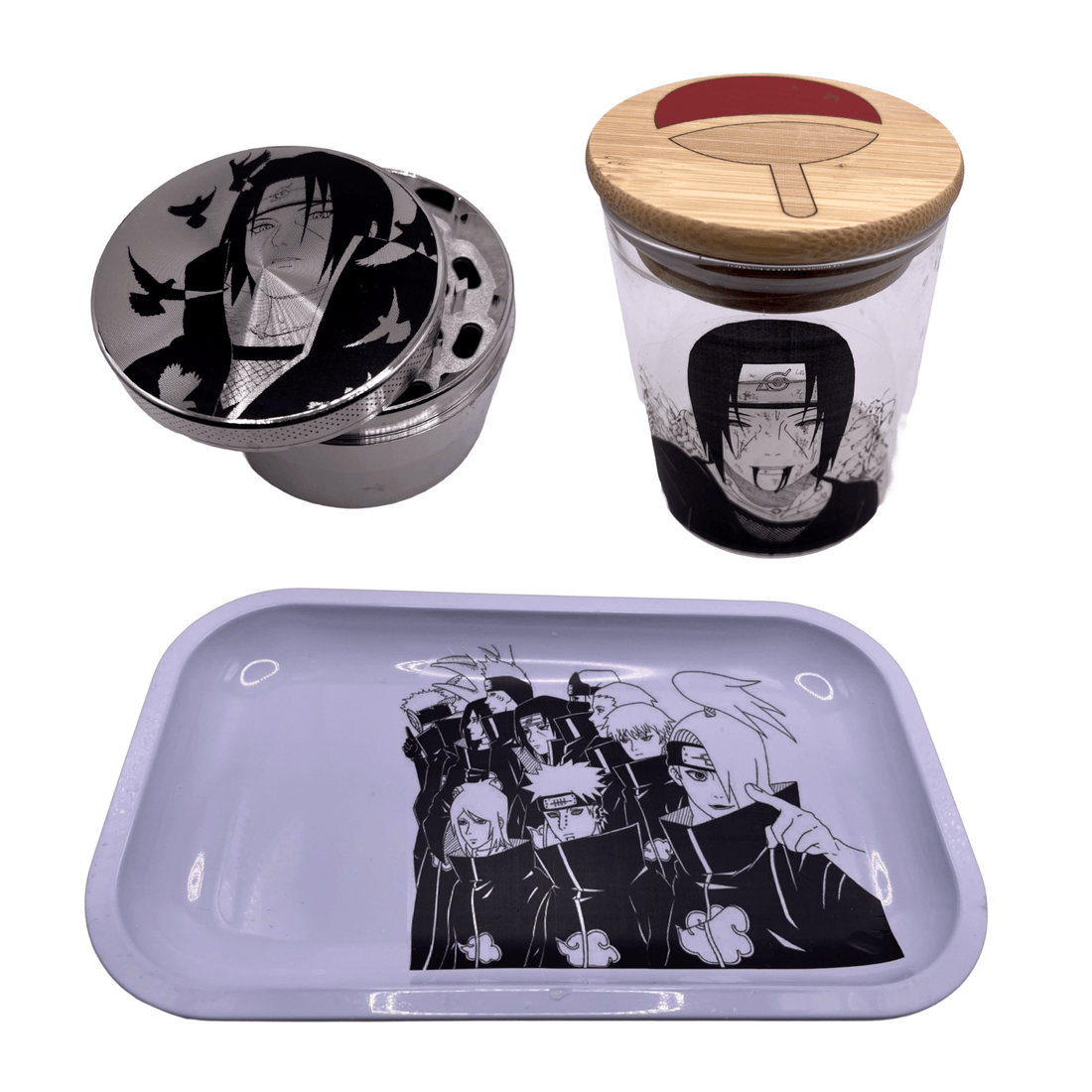Naruto Anime Spice Grinder, Stash Jar, Rolling Tray Set - spicedanime