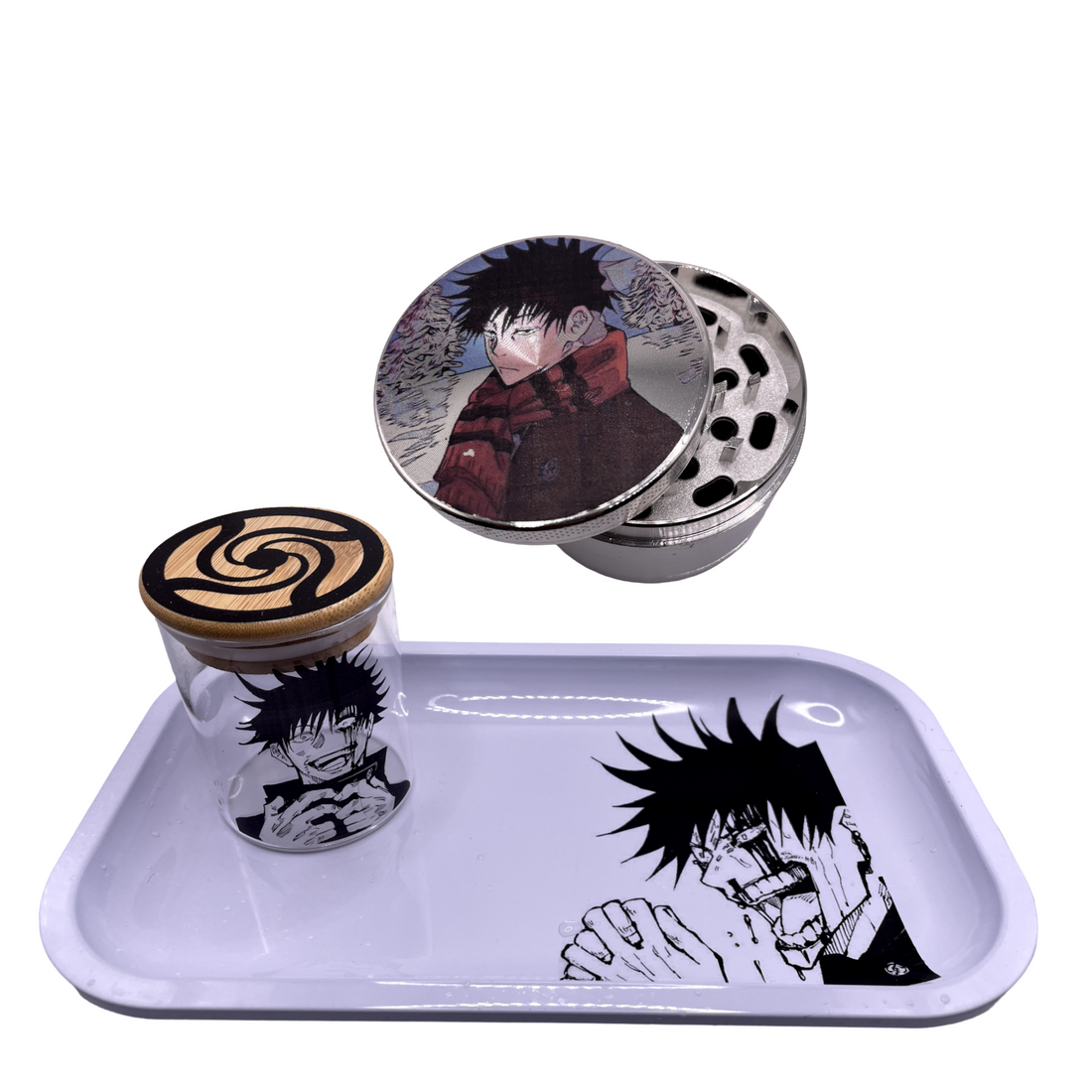 Jujutsu Kaisen Anime Spice Grinder, Stash Jar, Rolling Tray Set - spicedanime