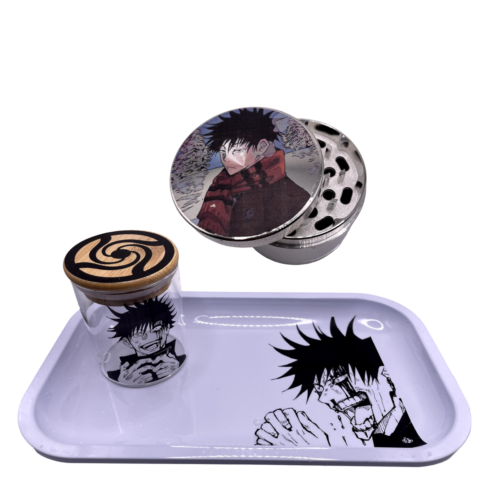 Jujutsu Kaisen Anime Spice Grinder, Stash Jar, Rolling Tray Set - spicedanime
