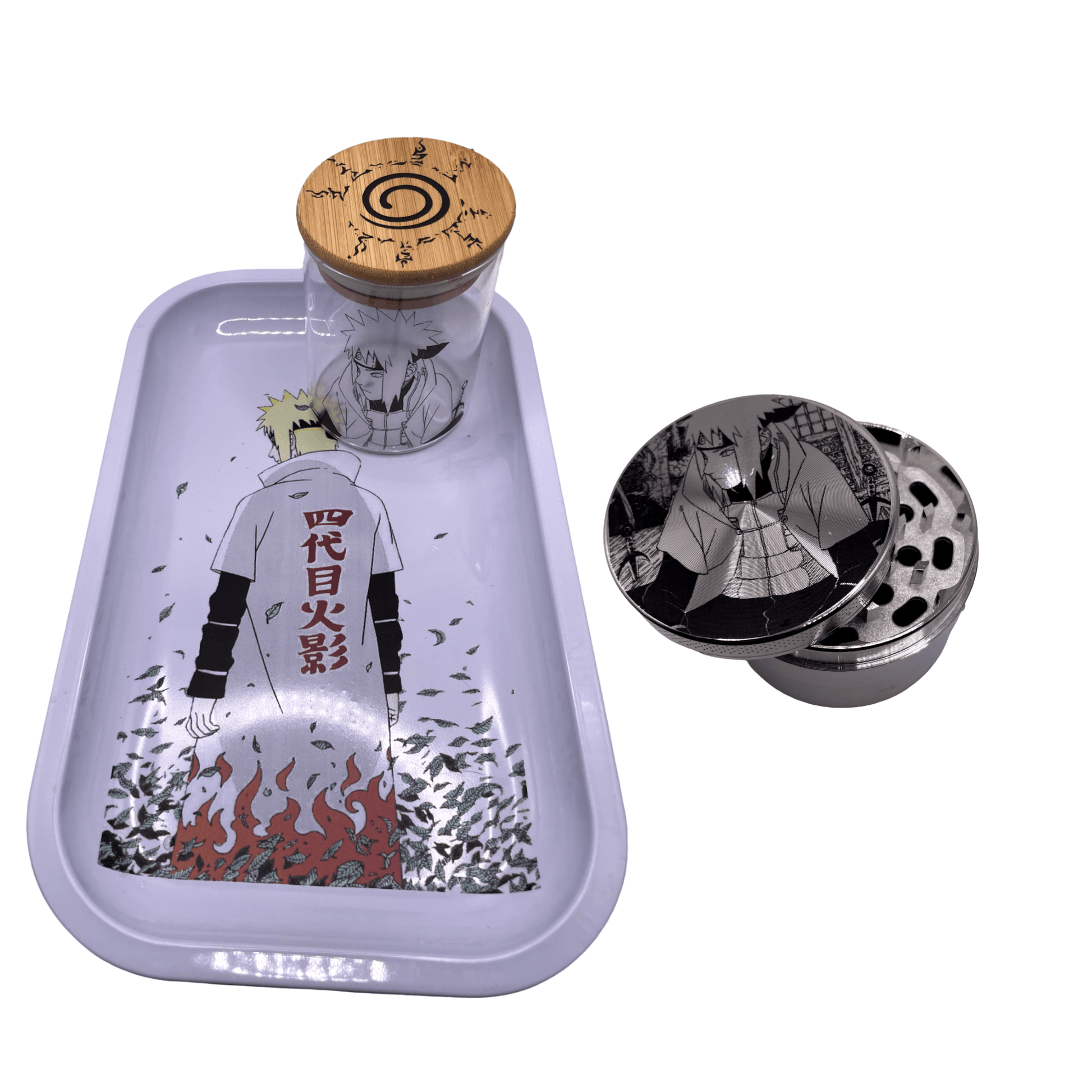 Naruto Anime Spice Grinder, Stash Jar, Rolling Tray Set - spicedanime