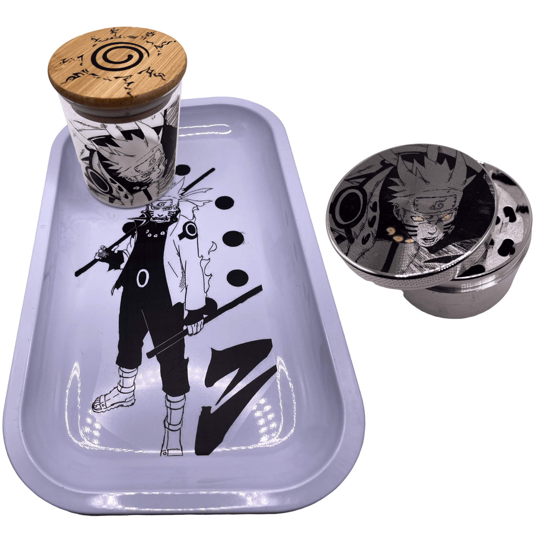 Naruto Anime Spice Grinder, Stash Jar, Rolling Tray Set - spicedanime