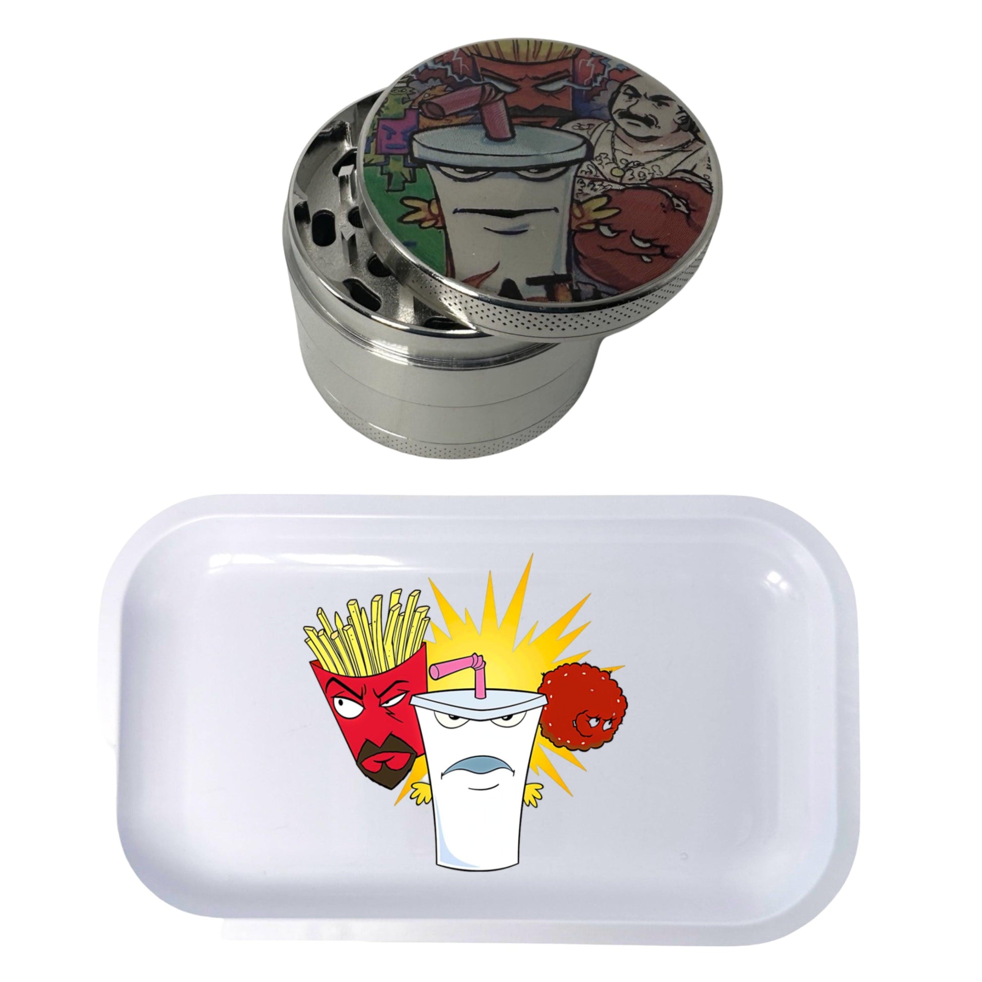 Aqua Team Cartoon Spice Grinder, Stash Jar, Rolling Tray Set - spicedanime
