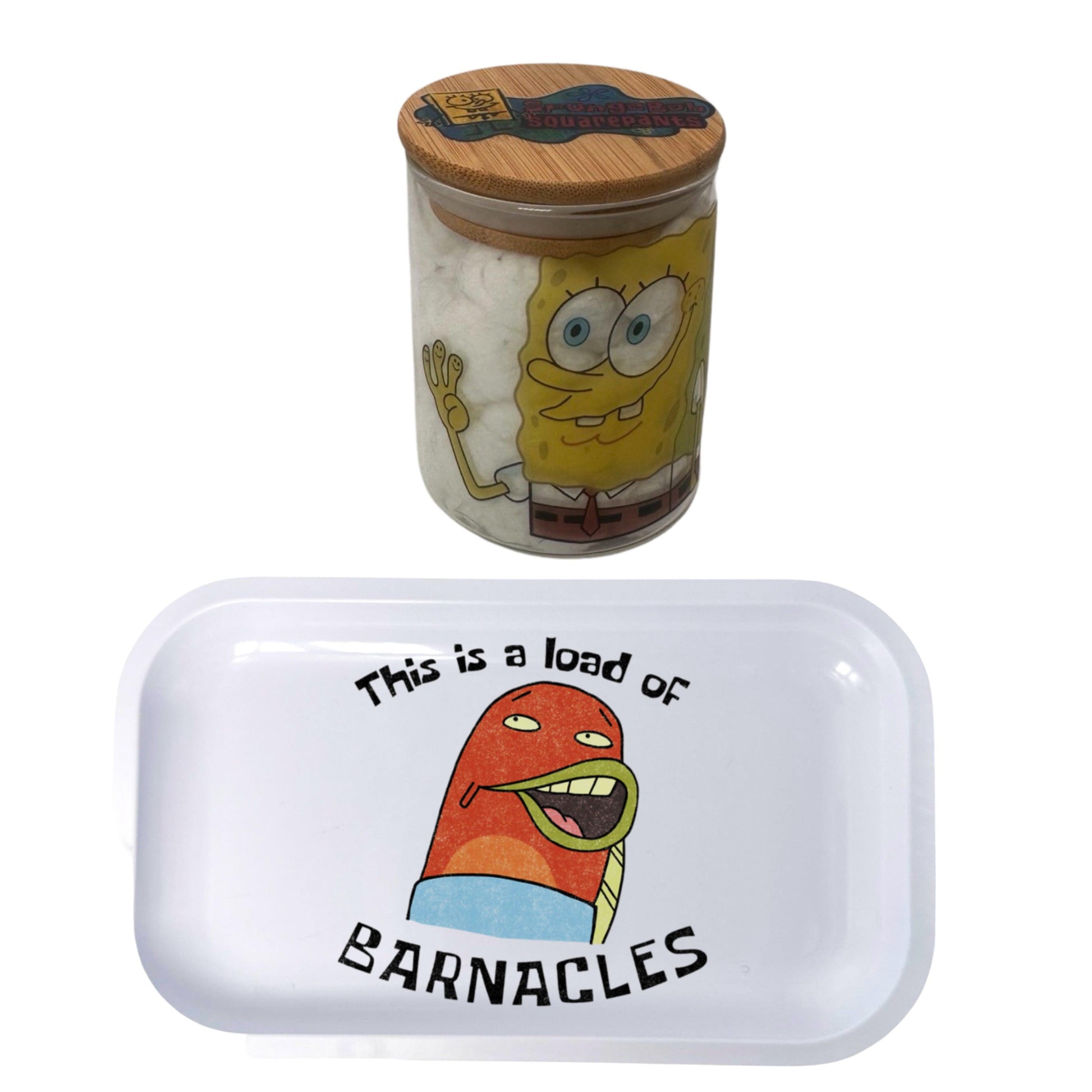 Spongebob Squarepants Cartoon Spice Grinder, Stash Jar, Rolling Tray Set - spicedanime