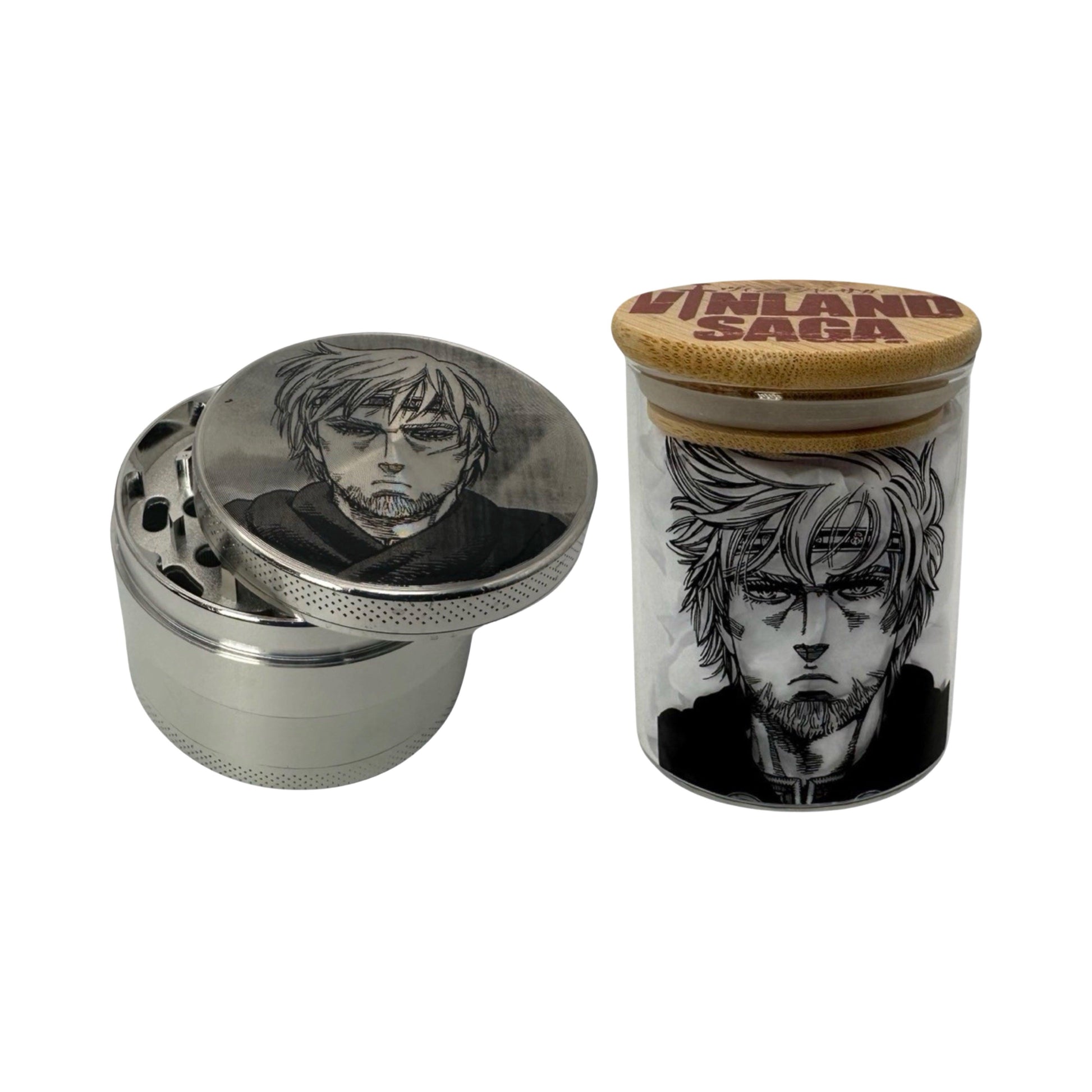 Vinland Saga Anime Herb Grinder, Stash Jar, Rolling Tray Set - spicedanime