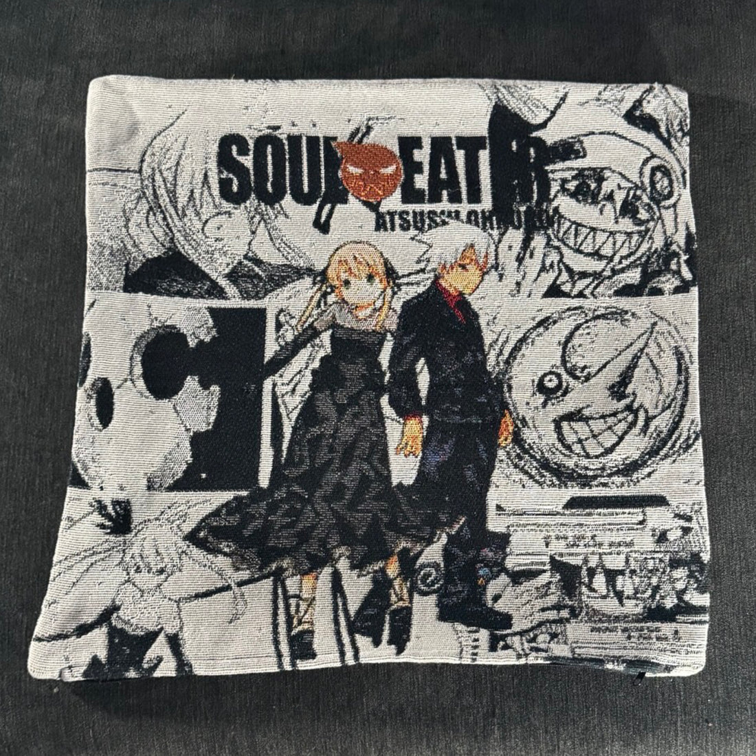 Soul and Maka Hand-Woven Tapestry Cushion Case, Anime Pillow Cover
