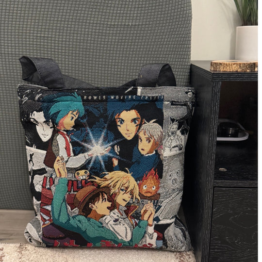 Howls Moving Castle Woven Tapestry Tote Bag
