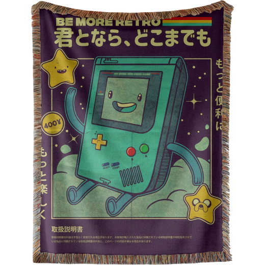 BMO Cartoon Hand Woven Cozy Rug | Manga Tapestry Throw | Suitable As Blanket