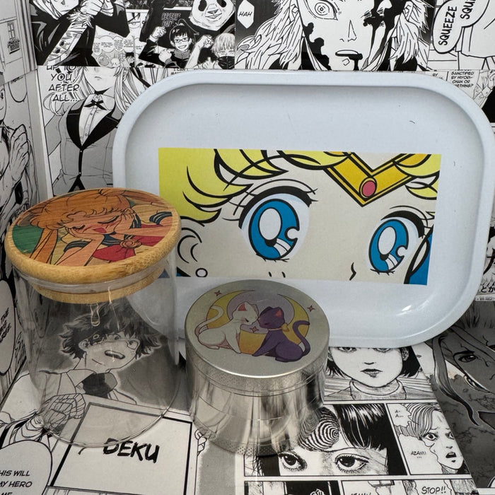Luna and Artemis Grinder, Jar, Rolling Tray Set