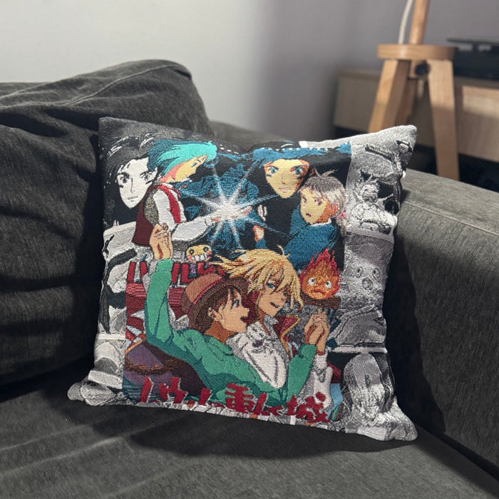 Howl’s Moving Castle Hand-Woven Tapestry Cushion Case, Anime Pillow Cover