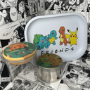 Cute Bulbasaur and Pikachu Grinder, Jar, Rolling Tray Set