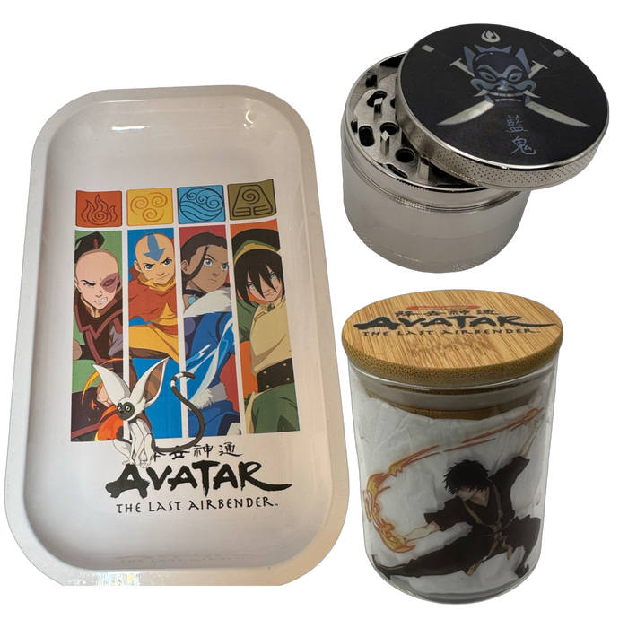 Blue Spirit Grinder, Jar, Rolling Tray Set