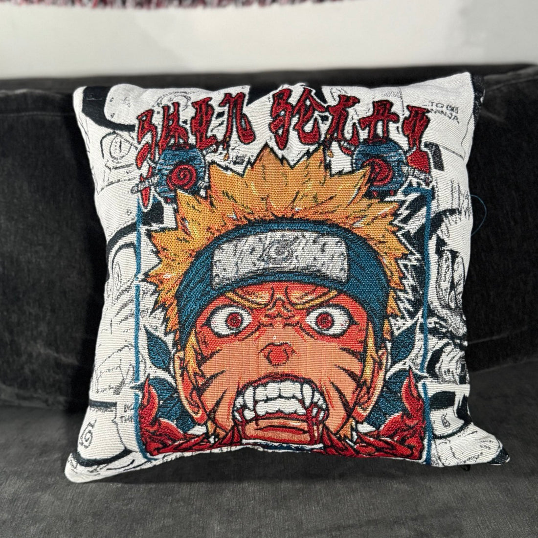Nine Tails Naruto Hand-Woven Tapestry Cushion Case, Anime Pillow Cover
