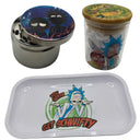 Rick and Morty Cartoon Spice Grinder, Stash Jar, Rolling Tray Set - spicedanime