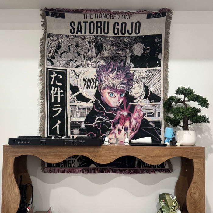 Gojo Purple Woven Tapestry, Blanket, Rug