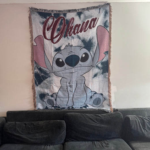 Stitch Cartoon Hand Woven Cozy Rug | Manga Tapestry Throw | Suitable As Blanket