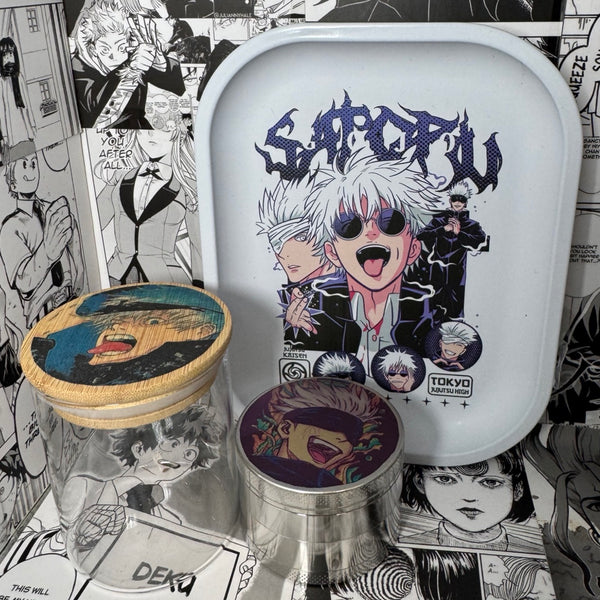 Gojo Smiling Grinder, Jar, Rolling Tray Set