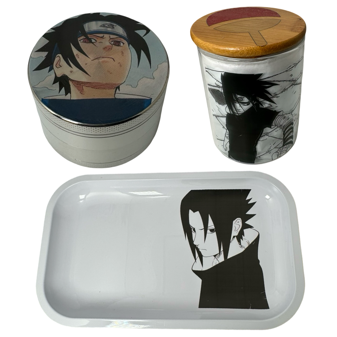 Kid Sasuke Grinder, Jar, Rolling Tray Set