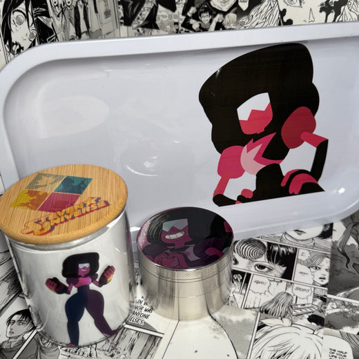 Garnet Grinder, Jar, Rolling Tray Set