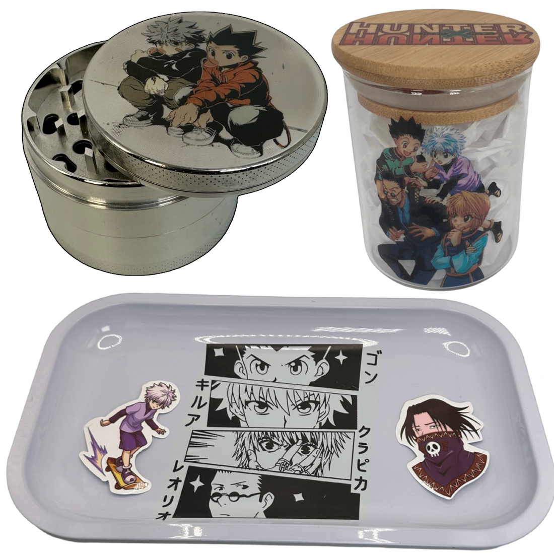 Gon and Killua Grinder, Jar, Rolling Tray Set