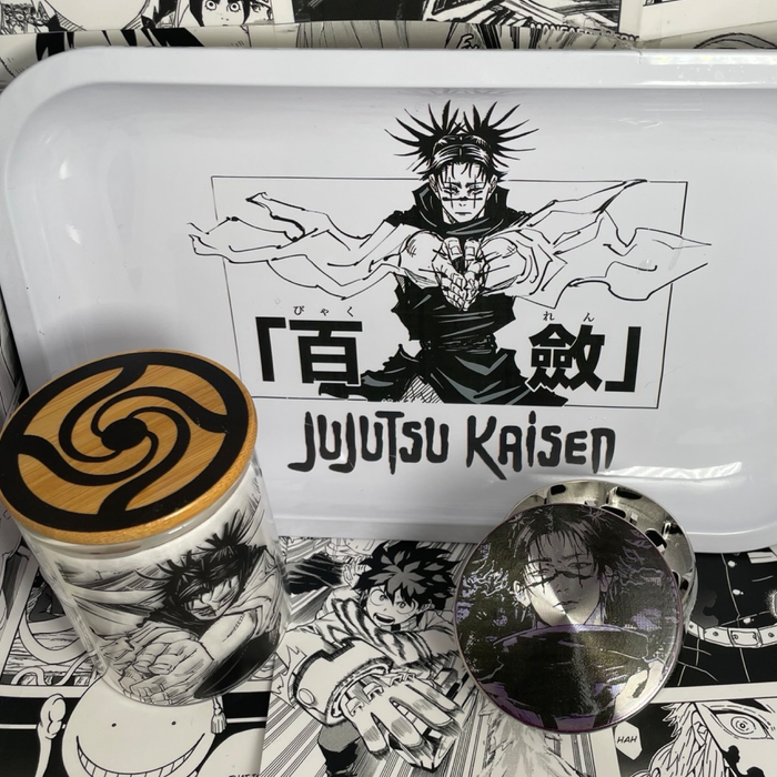 Purple Choso Grinder, Jar, Rolling Tray Set