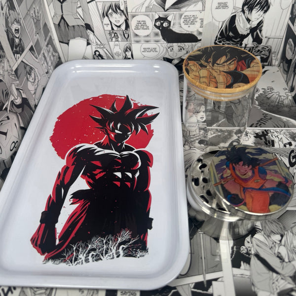 Goku Grinder, Jar, Rolling Tray Set