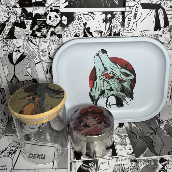 Princess Mononoke San Grinder, Jar, Rolling Tray Set