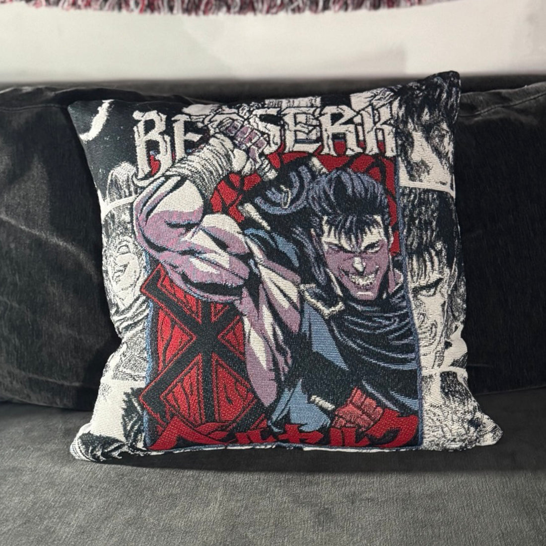 Guts Hand-Woven Tapestry Cushion Case, Anime Pillow Cover
