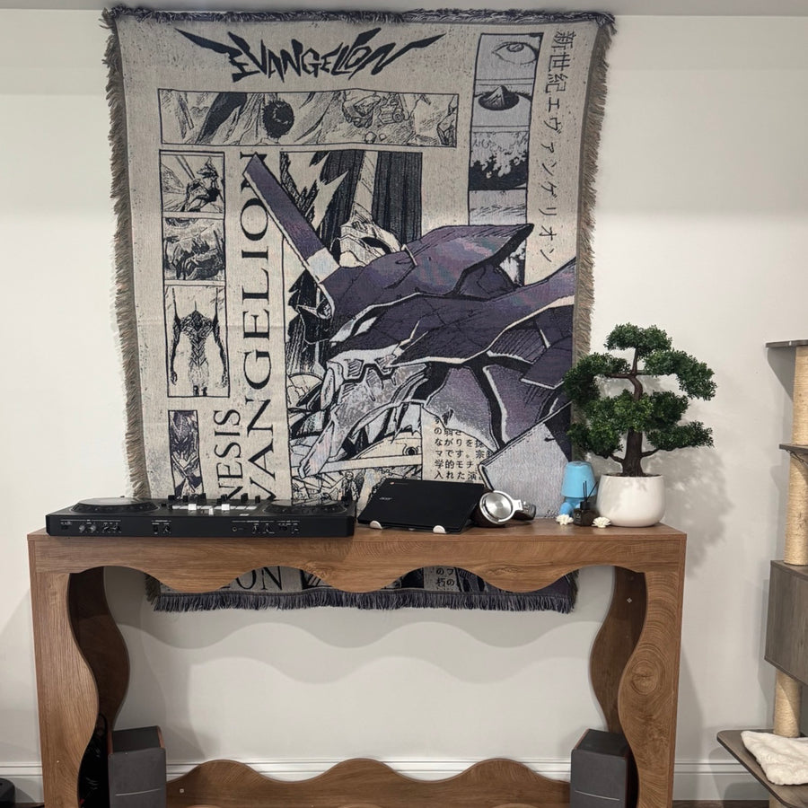 Purple EVA-01 Hand Woven Tapestry, Blanket, Rug