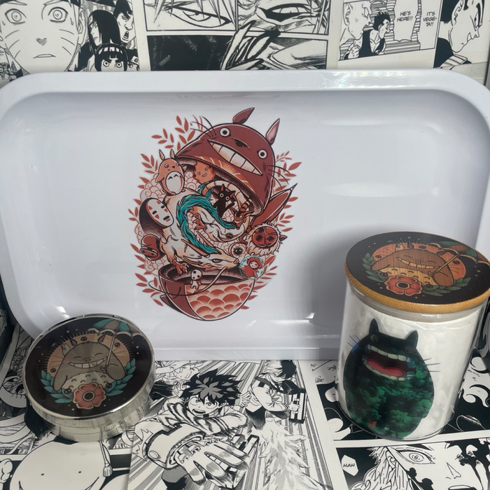 Cute Totoro Grinder, Jar, Rolling Tray Set