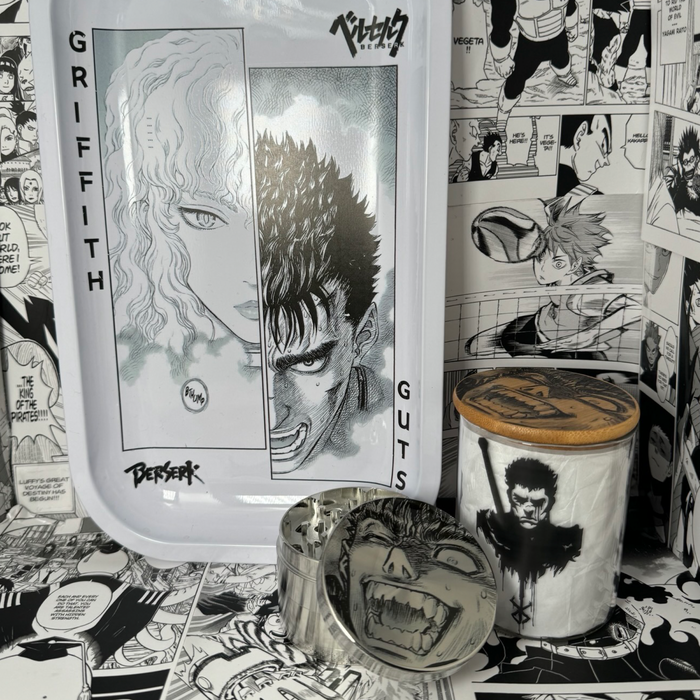 Guts Face Manga Grinder, Jar, Rolling Tray Set