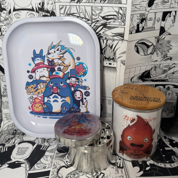 Burning Calcifer Grinder, Jar, Rolling Tray Set