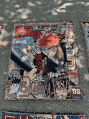 The Ichigo & Grimmjow Anime Hand Woven Cozy Rug by SpicedAnime features dynamic manga artwork of their epic face-off, making it a striking decorative tapestry throw or cozy blanket with bold Japanese comic-style graphics.