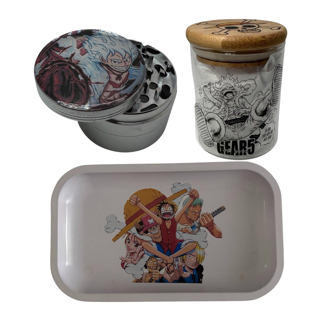 One Piece Anime Spice Grinder, Stash Jar, Rolling Tray Set - spicedanime