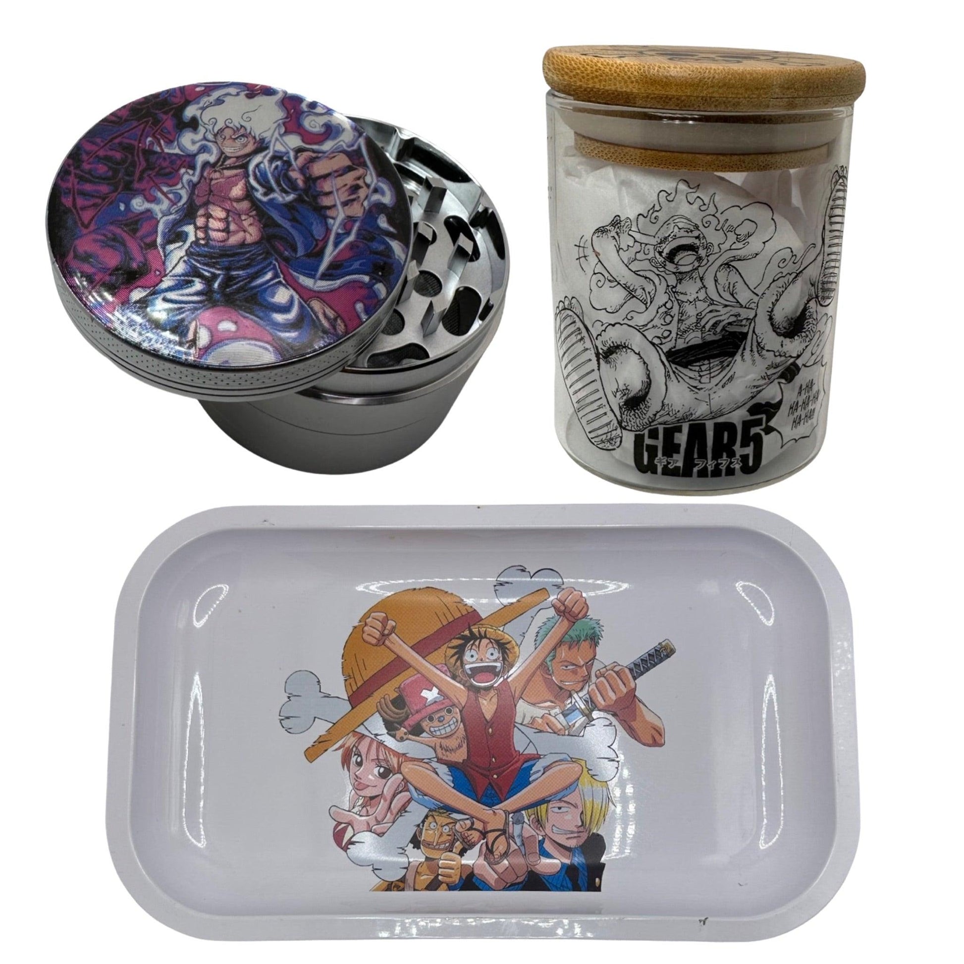 One Piece Anime Spice Grinder, Stash Jar, Rolling Tray Set - spicedanime