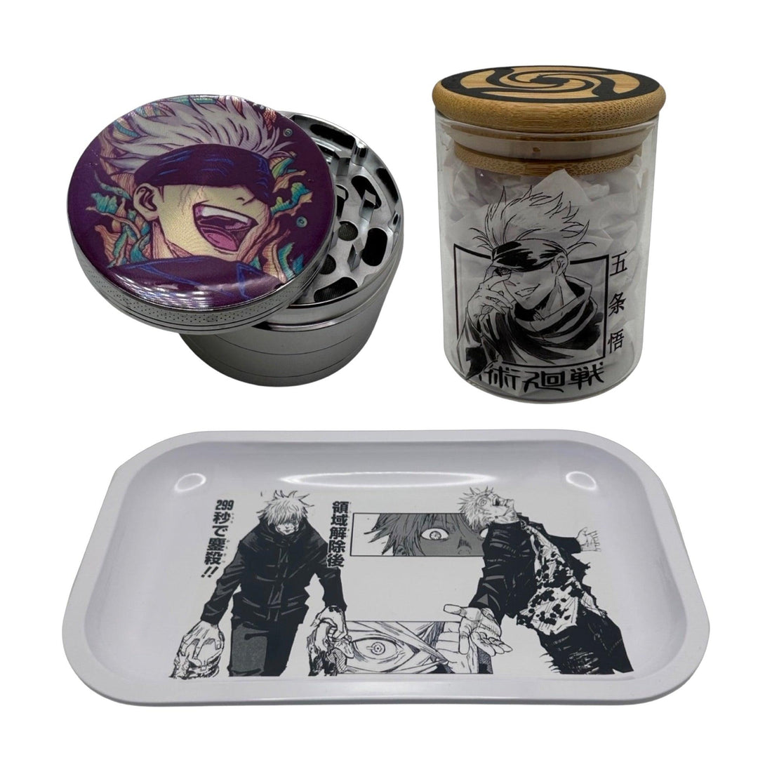 Jujutsu Kaisen Anime Spice Grinder, Stash Jar, Rolling Tray Set - spicedanime