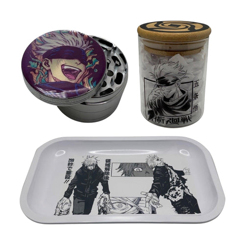 Gojo Smiling Grinder, Jar, Rolling Tray Set
