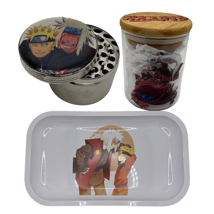 Naruto Anime Spice Grinder, Stash Jar, Rolling Tray Set - spicedanime