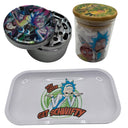 Rick and Morty Cartoon Spice Grinder, Stash Jar, Rolling Tray Set - spicedanime