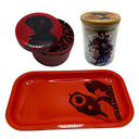 Red Spike Grinder, Jar, Rolling Tray Set