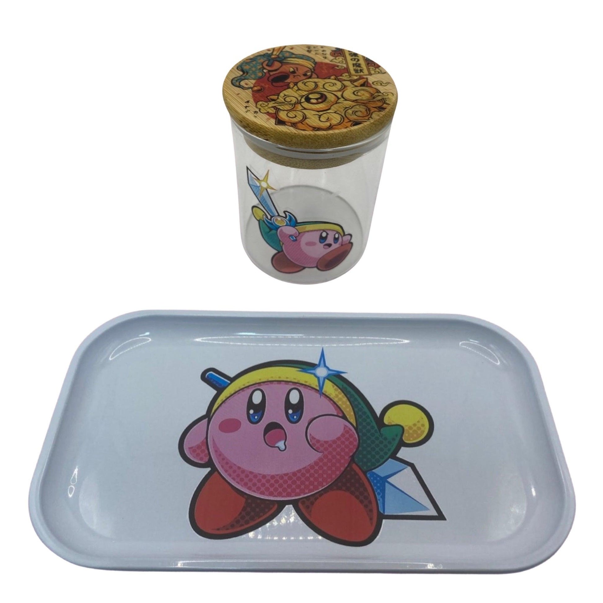 Kirby Cartoon Videogame Spice Grinder, Stash Jar, Rolling Tray Set - spicedanime