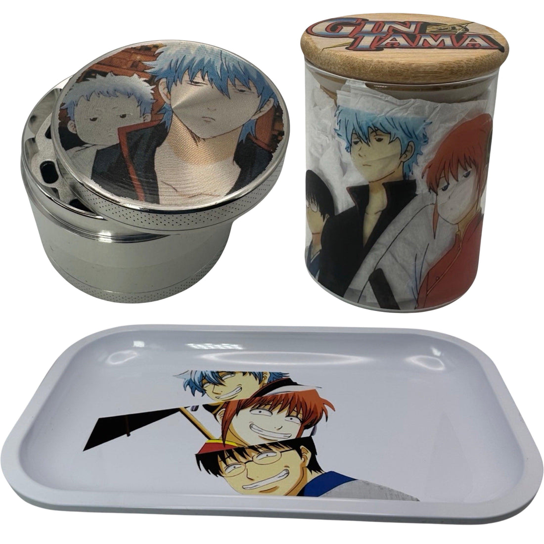 Gintama Anime Spice Grinder, Stash Jar, Rolling Tray Set - spicedanime
