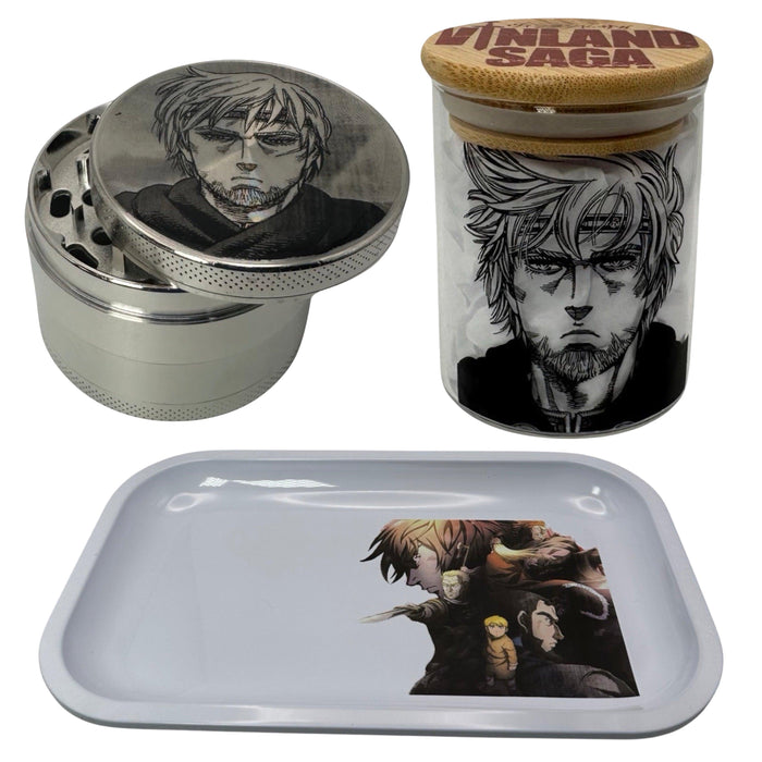 Vinland Saga Anime Herb Grinder, Stash Jar, Rolling Tray Set - spicedanime