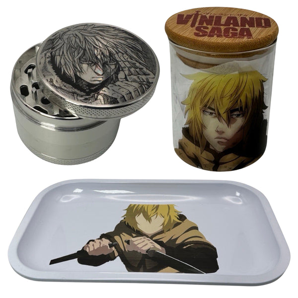 Vinland Saga Anime Herb Grinder, Stash Jar, Rolling Tray Set - spicedanime