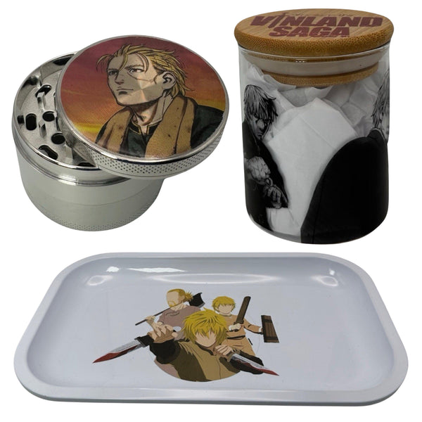 Vinland Saga Anime Herb Grinder, Stash Jar, Rolling Tray Set - spicedanime